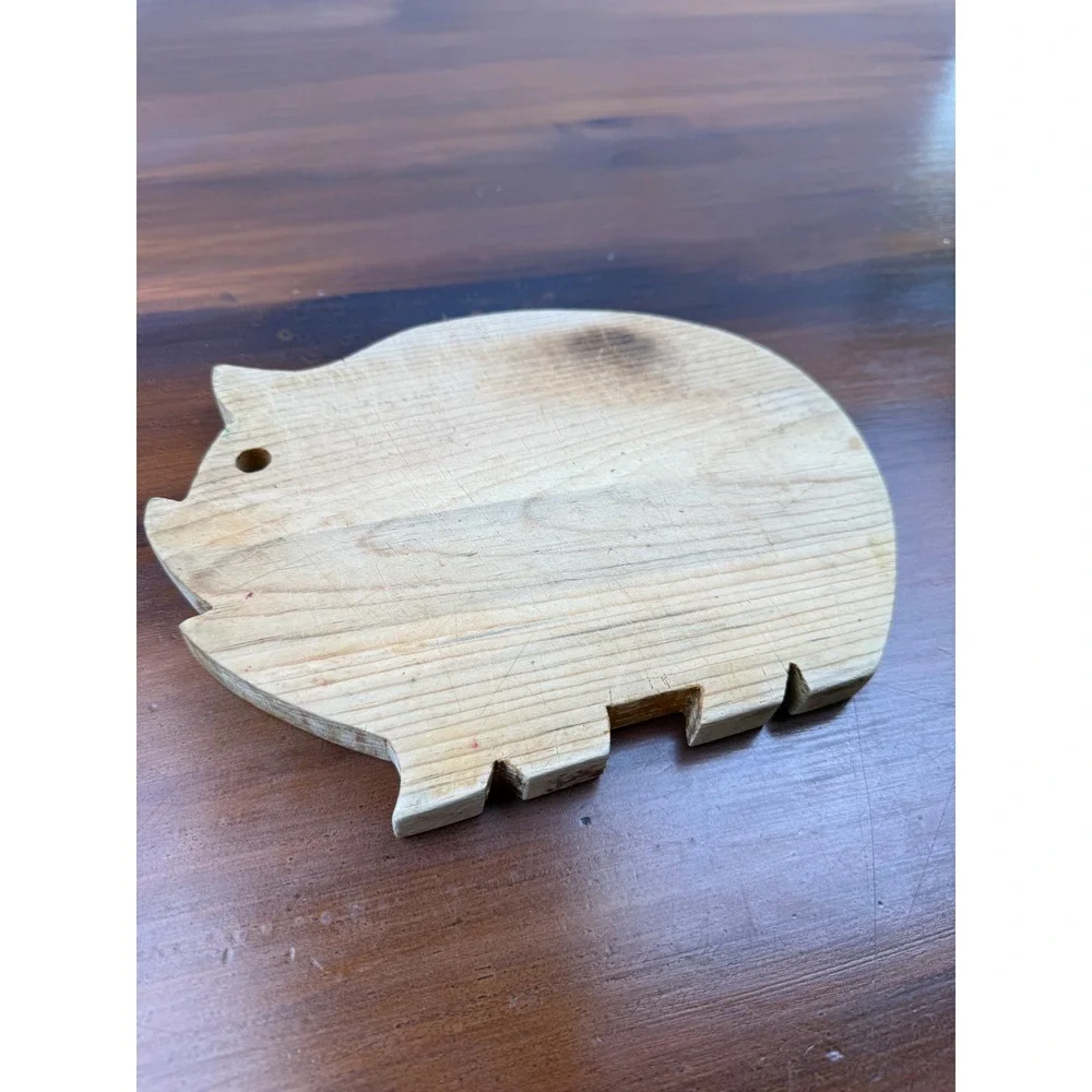 Vintage Pig Shaped Wooden Cutting Board Farmhouse Rustic Kitchen Decor‎ Small
